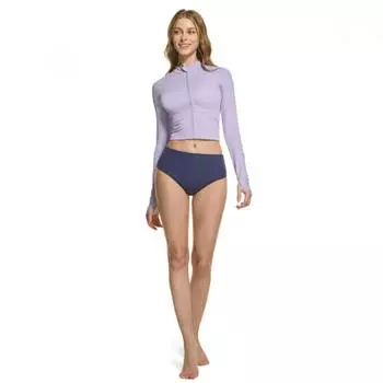 TSLA Пляжная одежда Купальник Rash Guard Укороченная молния с длинным рукавом TMFSZ03