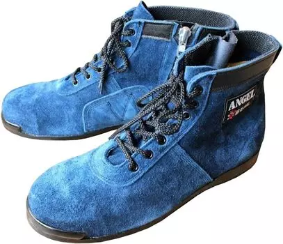 Tsubaki Model Safety Velor Zipper Mid CHS29 JIS Made in cm Shoes, Lace-up, Included, Length, Standard, Japan, Blue, 27.0 синий