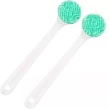 tsucchiisan Силиконовый скраб для тела с длинной спинкой, мягкий, с BPA, набор из 2 щеток, ручка, брусок, душ, щетина, унисекс, бесплатно, противоскользящий, зеленый,