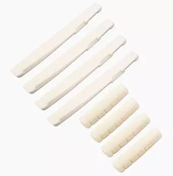 TSUCIA Guitar Bridge Nut Saddle Replacement Parts Made of Real Beef Bone for Acoustic Guitar Good Sound 4 Sets 8pcs &