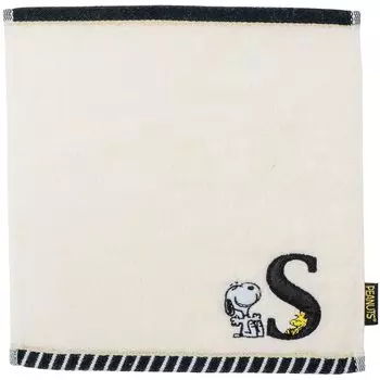 Tsujiseru Snoopy Mini Towel 25cm Initial S Embroidered White