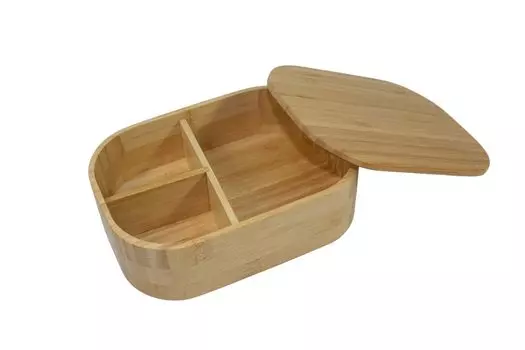 Tsukasaki Oval Bamboo Bento Box with Dividers Large 130-405-1 коричневый