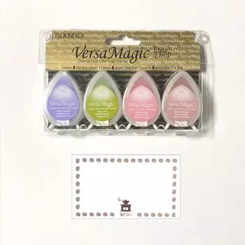 TSUKINEKO Versa Magic Dew Drop Flower Pot Ink Stamp Pad 4 Color Set Fukuwake Stamp Original Card Tsukineko