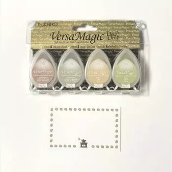 TSUKINEKO Versa Magic Dew Drop Ink Подушечка для штемпеля 4 цвета Набор Vermilion Оригинальная карта Tsukineko (Четыре угла)