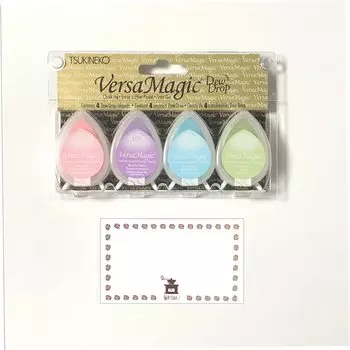 TSUKINEKO Versa Magic Dew Drop Pretty Pastel Ink Ink Stamp Pad 4 Color Set Fukuwake Stamp Original Card Tsukineko