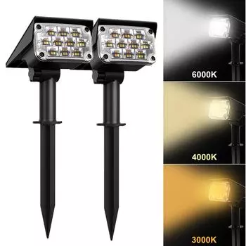 TSUN 2PACK солнечный светильник уличный 3000K/6000k/RGB/зеленый солнечный садовый светильник IP65 солнечный прожектор для ландшафтной дорожки солнечный настенный светильник