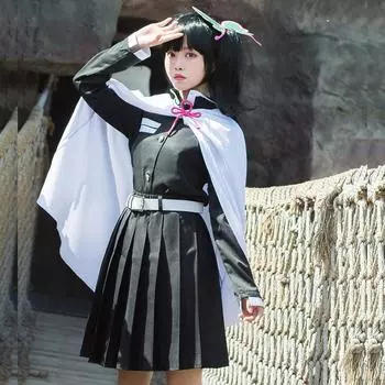 Tsuyuri Kanao Косплей черный парик костюм кимоно женщина девушка аниме демон рассекающий Kimetsu No Yaiba униформа новогоднее кимоно хаори одежда дети девочки 3XS/130cm