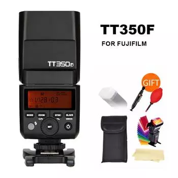 TT350F для Fujifilm Mini Speedlite Flash GN36 TTL HSS GN36 TT350F Высокоскоростная 1/8000S 2,4G Беспроводная система X + подарок чёрный