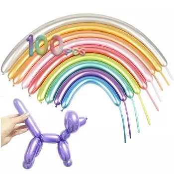 TUAHOUS Воздушные шары Арт Воздушные шары металлический блеск 100 Карандашные шары Волшебные шары Длинные шары Прочное украшение День рождения Вечеринка Мероприятие Вечеринка Свадьба