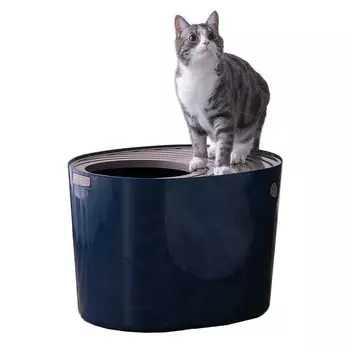 Туалет для кошек Iris Ohyama Top Cat Toilet Sand Resistance Regular Navy тёмно-синий