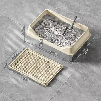 Туалет для кошек из нержавеющей стали с крышкой, лоток для кошек с защитой от брызг, очень большой