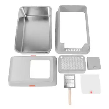 Туалет для кошек из нержавеющей стали, съемный, легко моется, большой, закрытый, с наполнителем