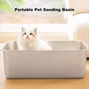 Туалет для кошек, легко моющийся, туалет для домашних животных из нержавеющей стали, большой, с низким входом, для кошек, кроликов, хорьков S 1