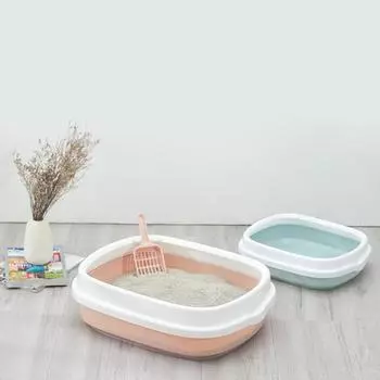 Туалет для кошек, лоток для кошек и собак с совком, 1 комплект, песочный туалет для обучения очистке экскрементов, туалет для собак с защитой от брызг, туалет для домашних животных, подстилка розовый