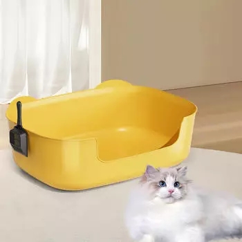 Туалет для кошек, ящик с совком, лоток высотой 14,5 см, поддон для всех типов кошек розовый