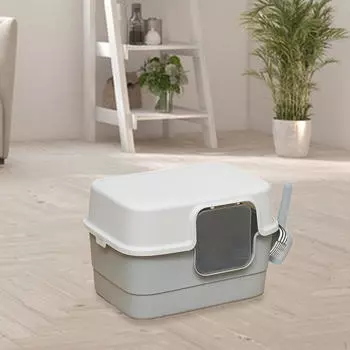 Туалет для кошек с крышкой, защитой от брызг, закрытый лоток с низким входом