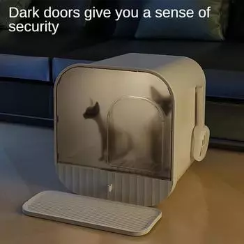 Туалет для кошек с выдвижным ящиком Туалет для кошек с кошачьим ковшом Полностью закрытый туалет Туалет для кошек Чистящие средства для кошек белый