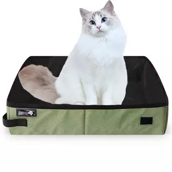 Туалет для кошек, складной туалет для кошек, легкий, компактный, портативный, для кошек, аварийный, для кошек, для небольших домашних животных, автомобильный, водонепроницаемый, для улицы, простой, для сна, зеленый корпус,
