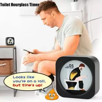 Туалет Форма песочные часы Таймер для туалета Забавный новинка Напоминание Таймер 5 минут Песочные часы для ванной чёрный