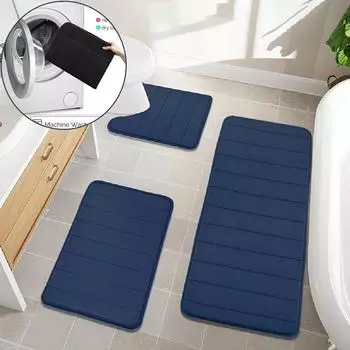 Туалет из 3 предметов, простой, однотонный, нескользящий коврик для ванной комнаты, туалет и суперабсорбирующий напольный коврик для ванной комнаты, украшение для дома 3PCS set