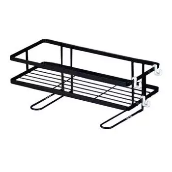 Туалет Ванная комната Органайзер Полка для хранения Нержавеющая Устойчивая к коррозии Прочная несущая способность Не требует сверления Single Layer чёрный