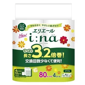 Туалетная бумага Daio Paper Elleair Ina в рулоне Double 80 м x 4 рулона 3,2x