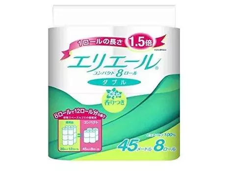 Туалетная бумага Daio Paper Elleair в рулонах, двойная, 8 рулонов по 1,5x [набор 8]