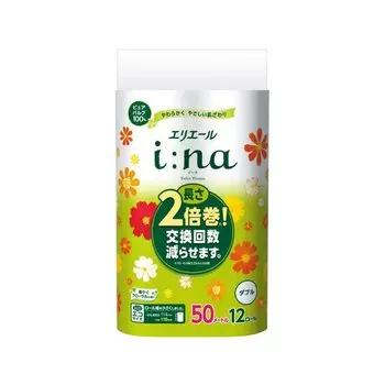 Туалетная бумага Elleair Ina Double 12 рулонов с ярким цветочным ароматом, 4 шт. [Оптовая закупка] (50m) 100%