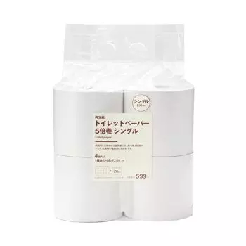 Туалетная бумага MUJI переработанная 5 рулонов по 250 м MAC87A3A белый