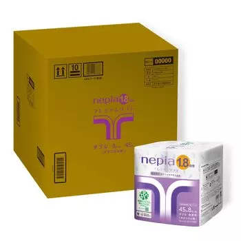 Туалетная бумага Napia Premium Soft в рулоне 45 м с растительным узором, без запаха, 64 рулона, 8 рулонов по 1,8 шт. (двойной) (8 упаковок) [Кейс Продукт] белый