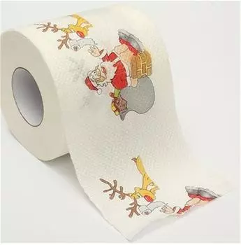 Туалетная бумага с рождественским принтом. 1 рулон белый