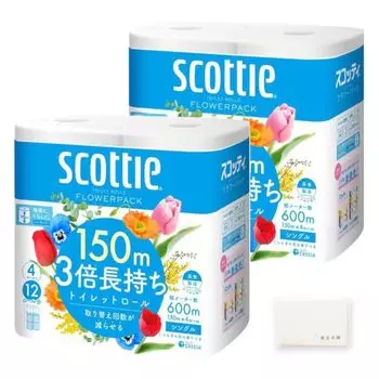 Туалетная бумага Scottie Flower Pack 3x долговечные одинарные пакеты SCOTTIE Original Tissue включены в оптовую закупку (150м*4 рулона*2 комплекта)