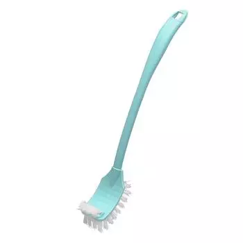 Туалетная щетка с длинной ручкой, двухсторонняя изогнутая головка для чистки унитаза синий