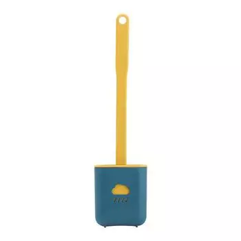 Туалетная щетка с длинной ручкой, ручная щетка для чистки, пластиковый инструмент для чистки ванной комнаты из термопластичной резины серый