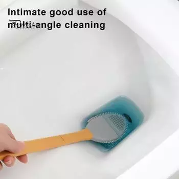 Туалетная щетка с рисунком цыпленка и настенным держателем, силиконовая туалетная щетка с гибкой головкой, длинная ручка, щетка для унитаза белый