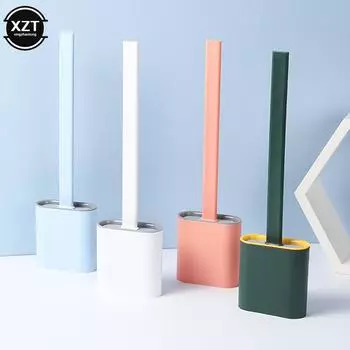 Туалетная щетка с защитой от протечек, с силиконовой основой, плоская головка, гибкая мягкая щетина, держатель для быстрой сушки, набор, новый популярный синий