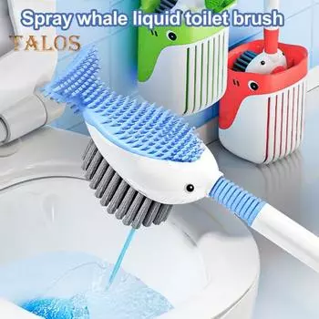 Туалетная щетка Squirt Whale с вращением на 360 градусов, силиконовой головкой и отверстием для подвешивания, настенная туалетная щетка красный