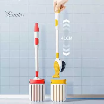 Туалетная щетка Squirt Whale с вращением на 360 градусов, силиконовой головкой и отверстием для подвешивания, настенная туалетная щетка красный