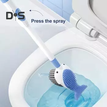 Туалетная щетка Squirt Whale с вращением на 360 градусов, силиконовой головкой и отверстием для подвешивания, настенная туалетная щетка жёлтый