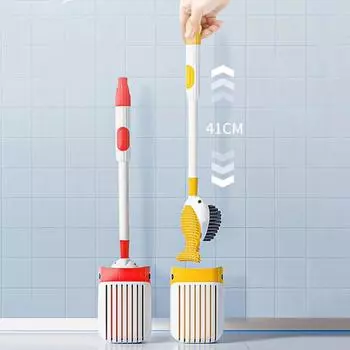 Туалетная щетка Squirt Whale с вращением на 360 градусов, силиконовой головкой и отверстием для подвешивания, настенная туалетная щетка красный