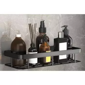 Туалетное пространство Алюминиевая настенная полка без перфорации Полка для хранения в ванной Угловая полка для унитаза чёрный