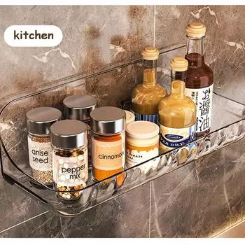 Туалетный инструмент, большая несущая стойка для хранения, акриловое кухонное хранилище, держатель для шампуня, настенный органайзер высокого качества, аксессуары без сверла 12*9*8cm прозрачный