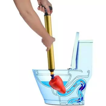 Туалетный вантуз высокого давления разблокирующий комплект для засора унитаза раковина душ нержавеющая сталь красный