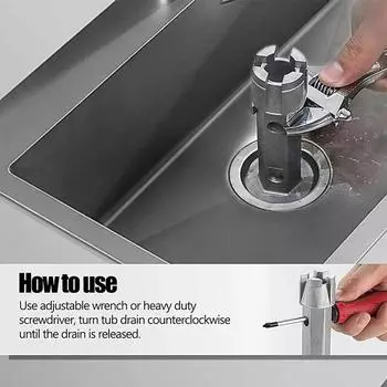 Tub Drain Remover Wrench Tub Drain Wrench Tub Dual Ended Drain Wrench Bath and Shower Drains Remover Pipe Repair Tool