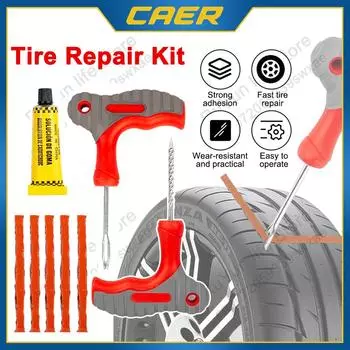 Tubeless Tire Repair Tools Kit for Car Motor Bike Puncture Plugs with Rubber Strips Glue Vacuum Wheel Quick Restore Accessories