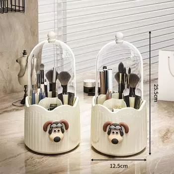 Тюбик для хранения кистей для макияжа, вращающийся на 360° держатель для ручек, пылезащитный с крышкой, ведро для хранения, губная помада, карандаш для бровей, настольный ящик для хранения