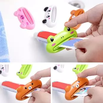 Тюбик для соковыжималки для зубной пасты Wiwilys, милые практичные мультяшные пластиковые лягушки, панды, свиньи One Size коричневый