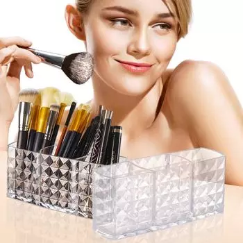 Тубус для хранения кистей для макияжа с 3 отделениями, ящик для хранения туалетного столика, акриловый ящик для хранения косметики, туалетный столик One Size белый