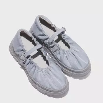 Туфли-балетки ручной работы Zhao, функциональные, спортивный стиль, корейские, нишевые, на платформе, односложная пряжка, туфли Мэри Джейн 36 чёрный