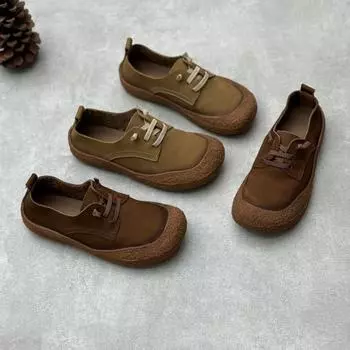 Туфли Baotou из натуральной кожи на плоской подошве, повседневные туфли из мягкой коровьей кожи 35 темно-коричневого